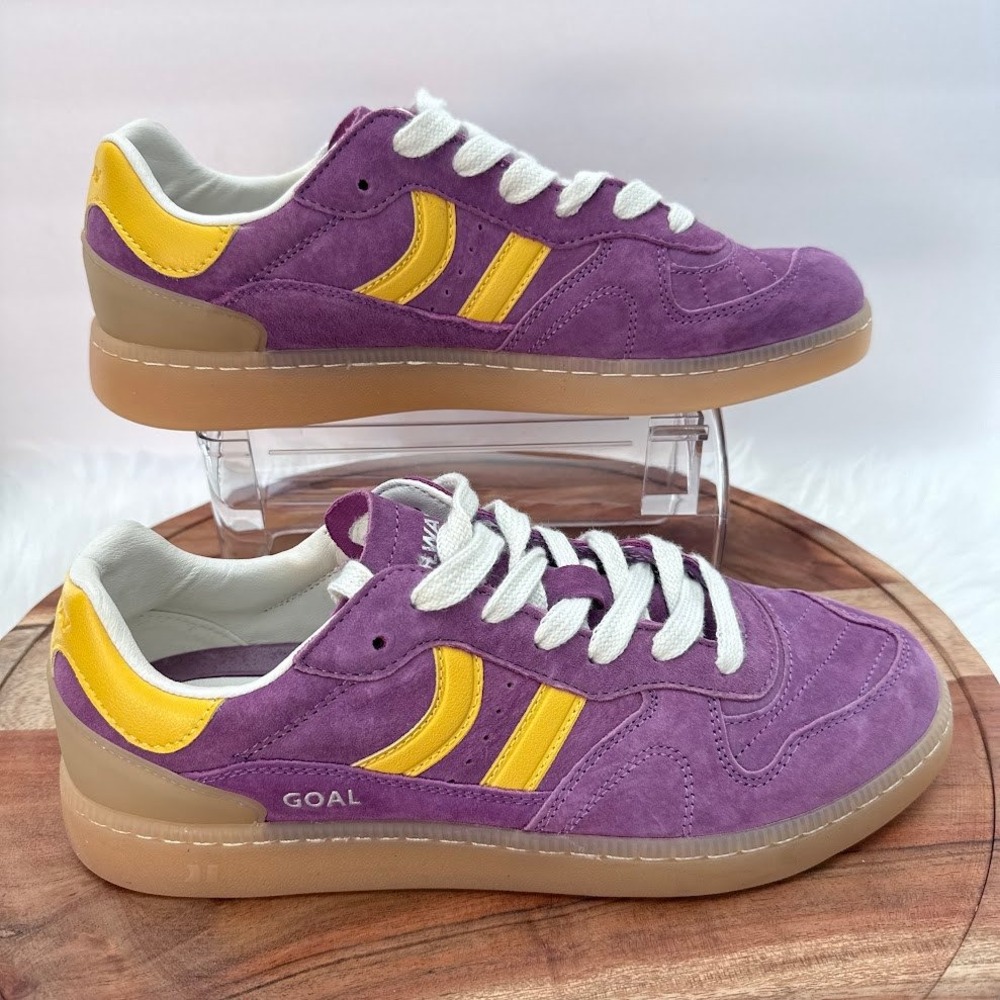 Coolway‎ Goal Purple Yellow Suede Leather Gum Sole Sneakers Mens 9 EU 43 Low Top